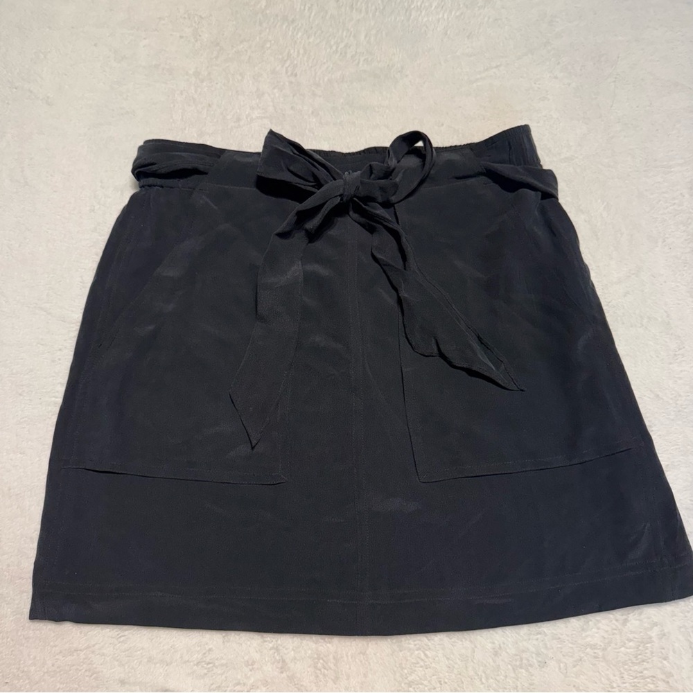 Madewell Lookout 100% silk Black Tie Waist Mini Skirt Elegant Black Skirt XS